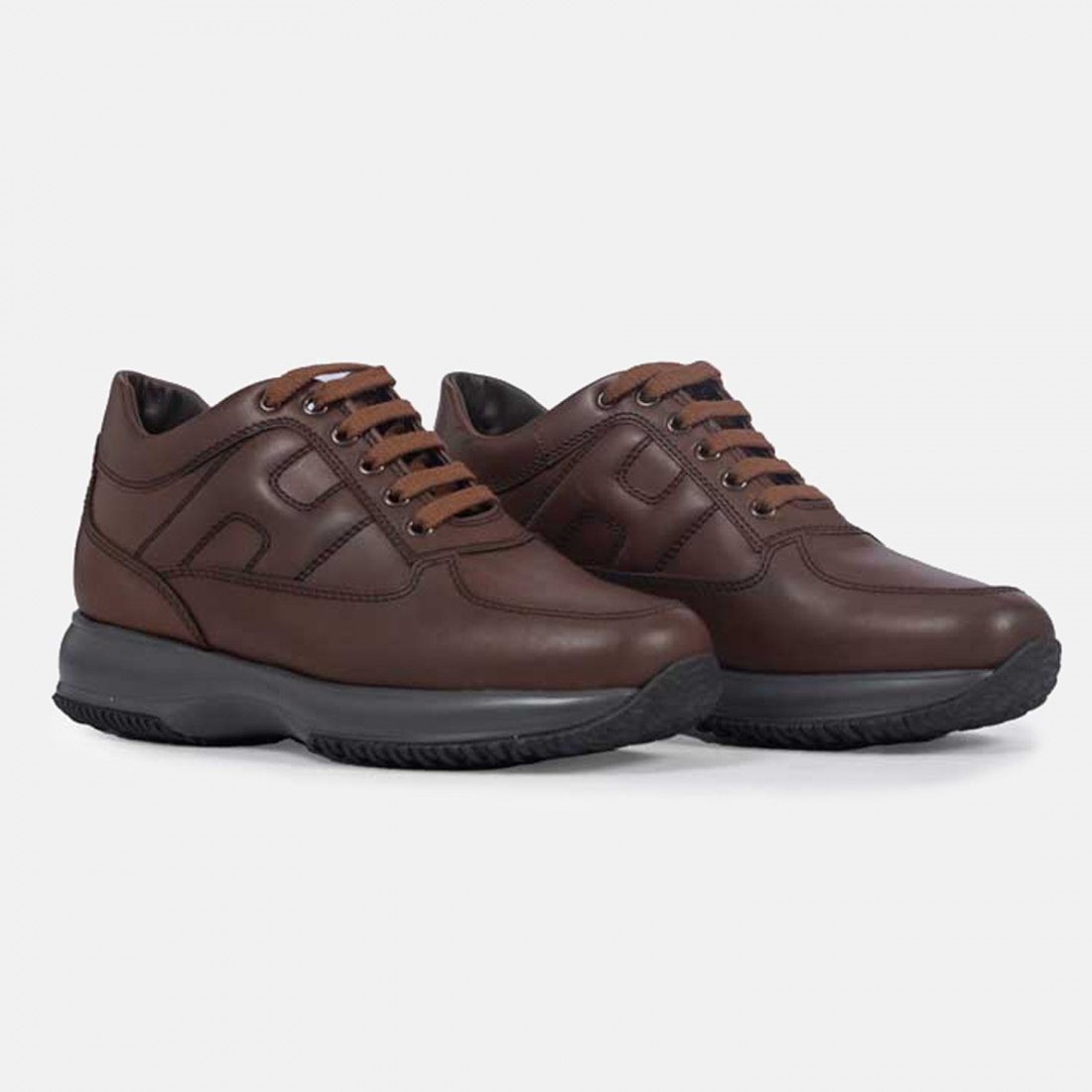 Hogan Interactive men's sneakers brown leather