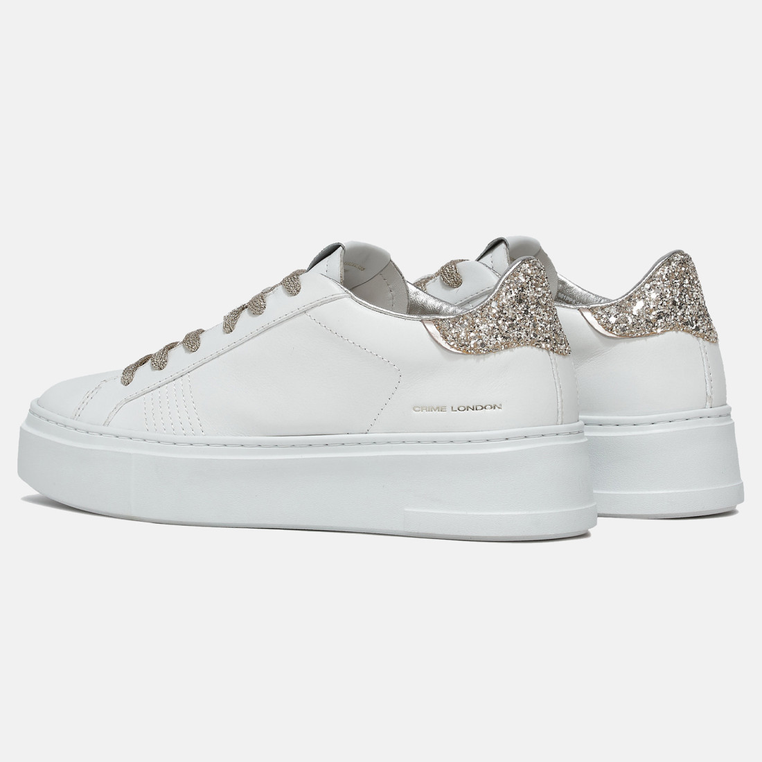 Crime London Extralight white sneaker with platinum glitter
