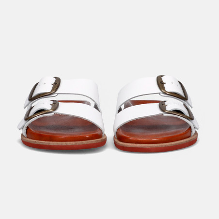 Corso Roma 9 slipper in white leather with soft footbed