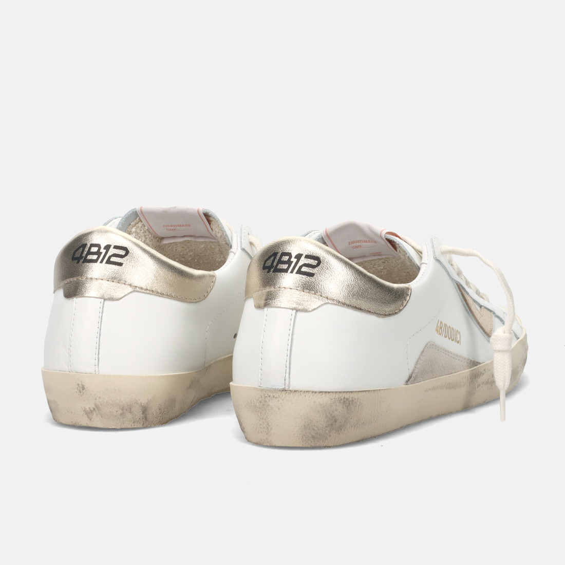 4B12 Suprime women's sneaker in white leather and platinum