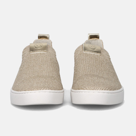 Michael Kors Juno pale gold slip-on sneaker in stretch knit