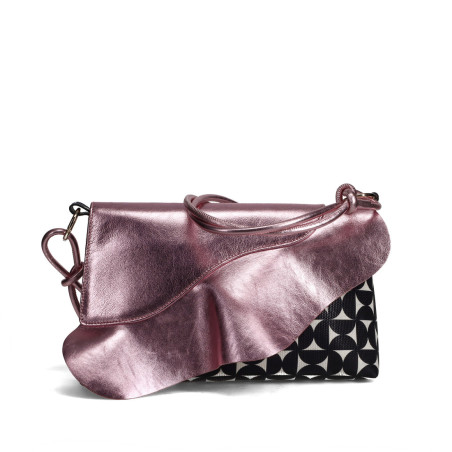 Chie Mihara B-Kiku bag in metallic pink and black leather