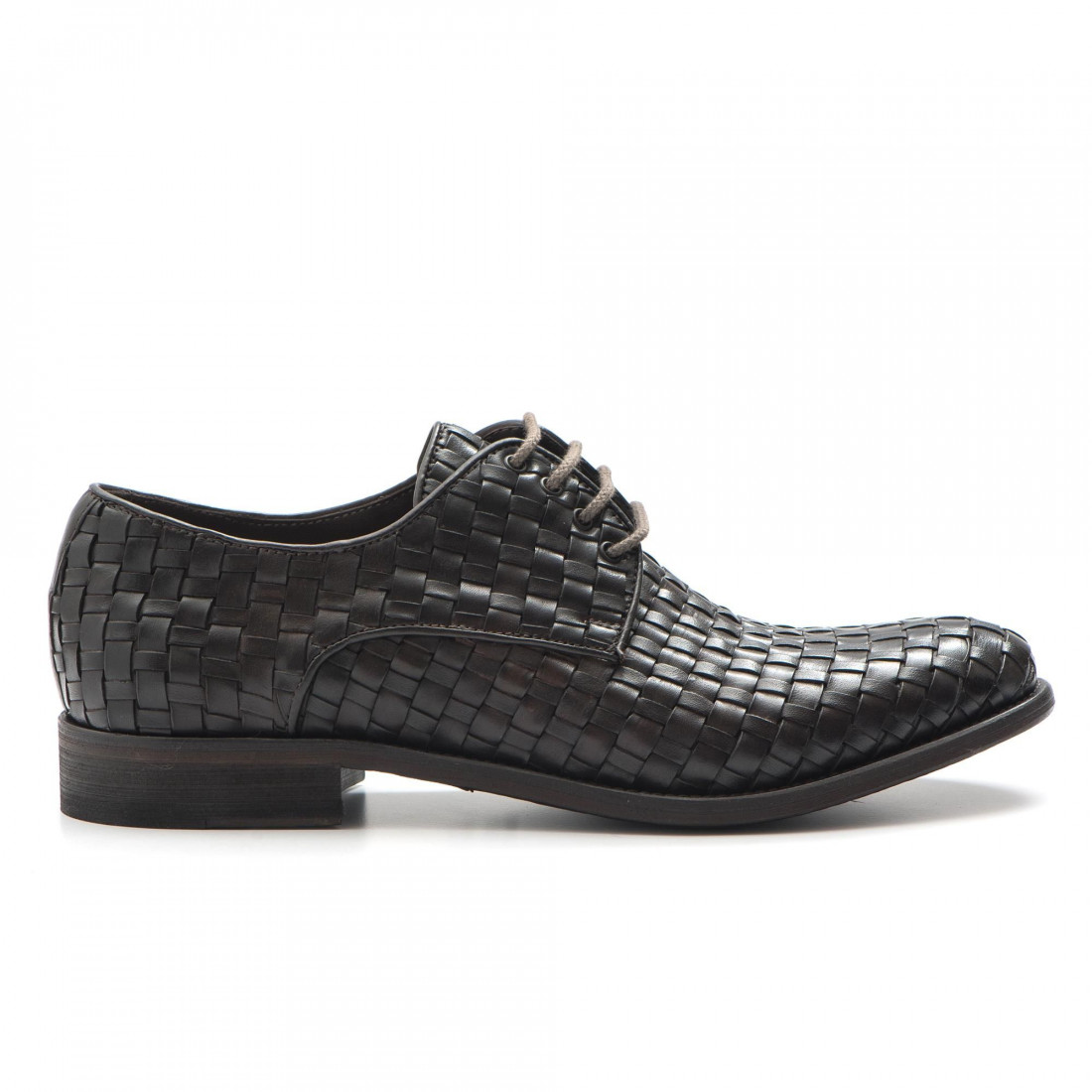 Brecos men's derby shoes in soft brown woven leather
