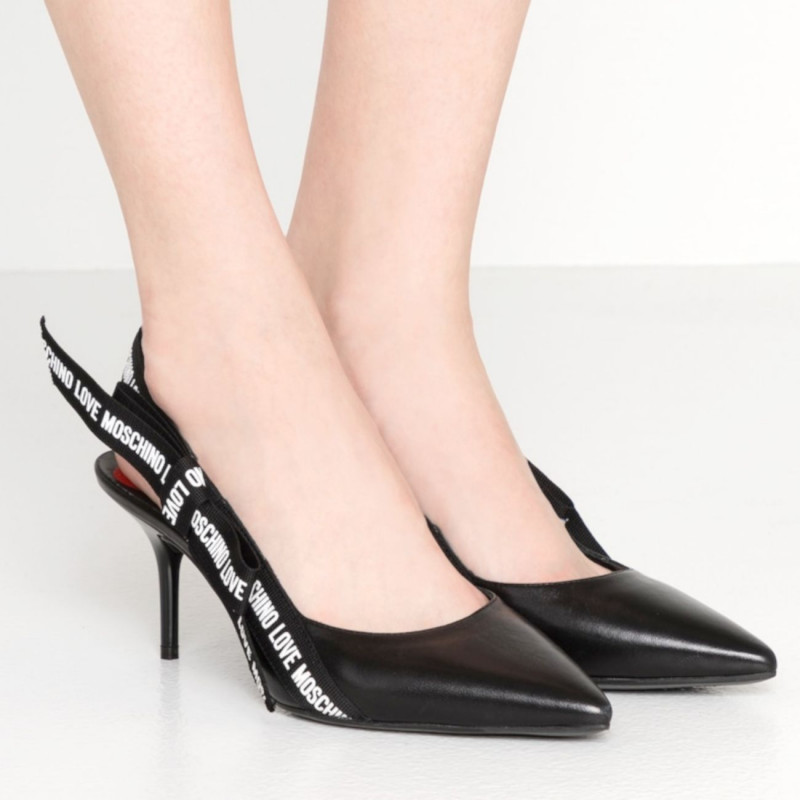 Black Love Moschino sling back with 