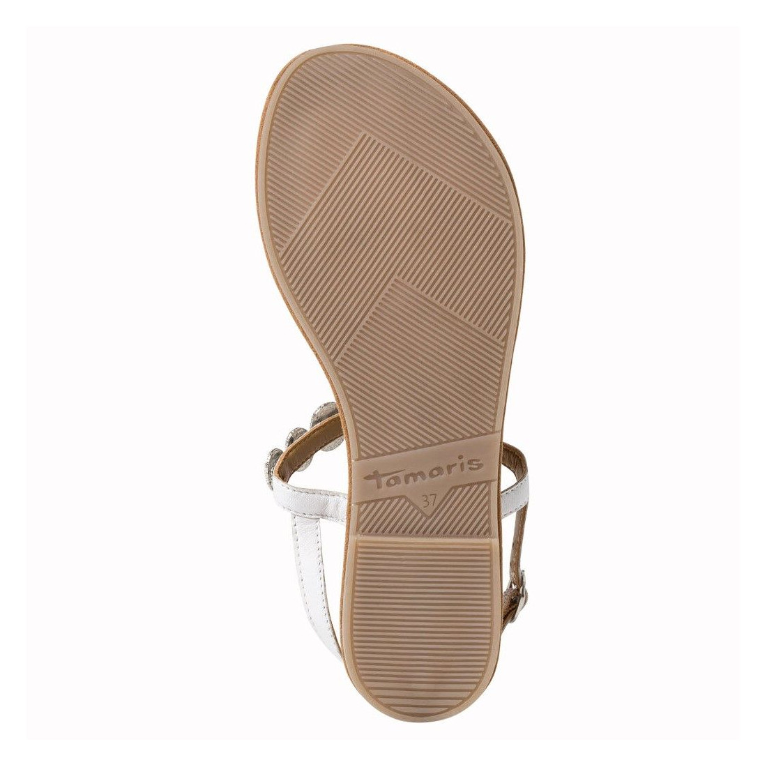 let at håndtere gispende gør ikke White Tamaris thong sandal in leather with pearls