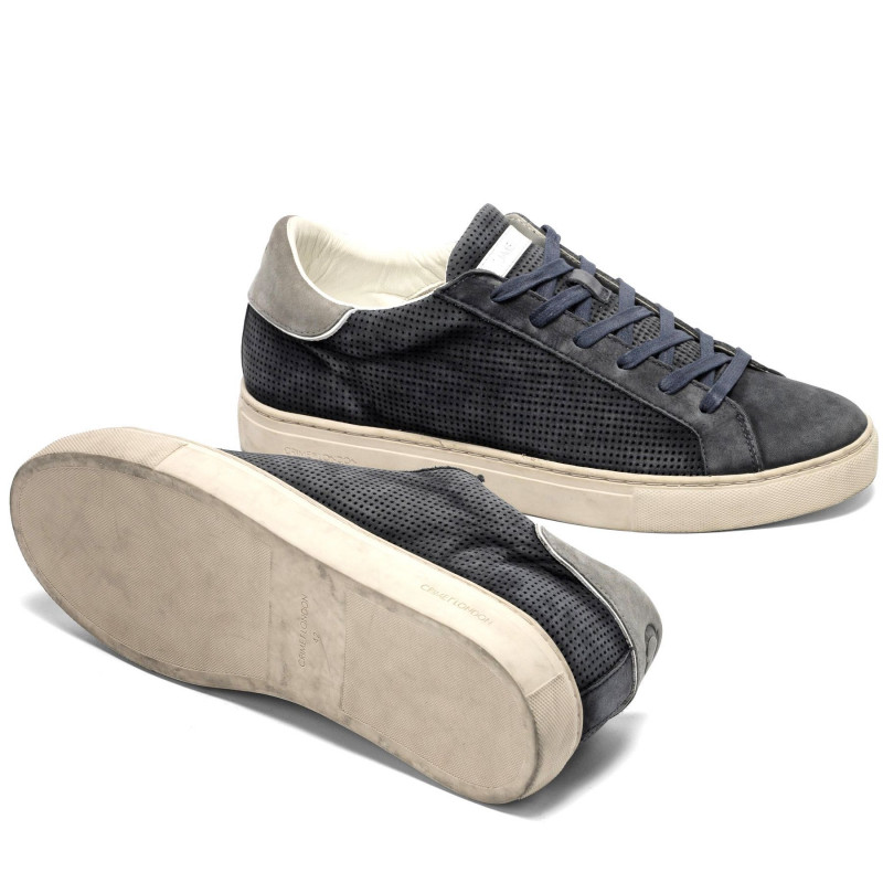 Blue perforated leather and fabric Crime London Beat sneakers