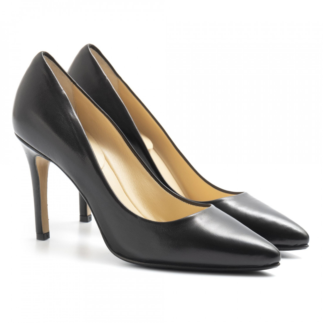Black soft leather L'Arianna pump with high heel