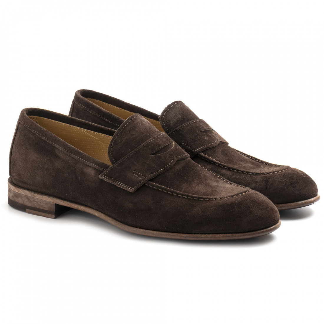 John White by Brecos men's moccasins in soft brown suede