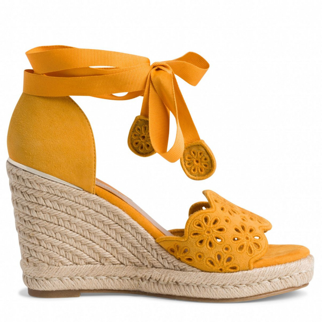 Tamaris wedge sandals in yellow suede